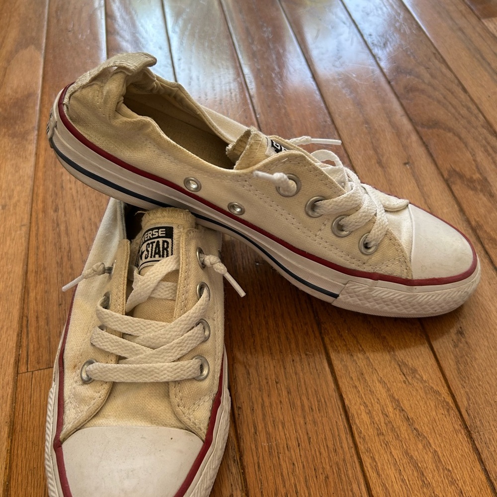 Converse Cream Canvas Sneakers with Rubber Sole